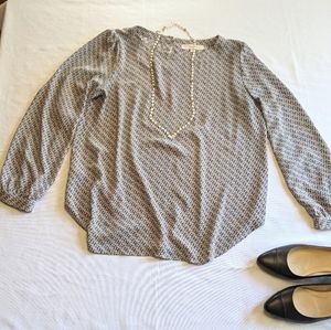 Loft Puff-sleeve Printed Blouse